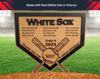 Custom Baseball Softball Coach Gift Plaque with Coach and Players Names, Thank you for a great season, Team Mom End of Season Gift