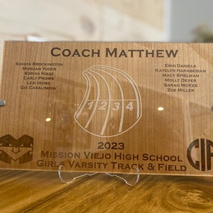 Custom Wood Acrylic Track and Field Coach Plaque, Gift for Track Coach ...
