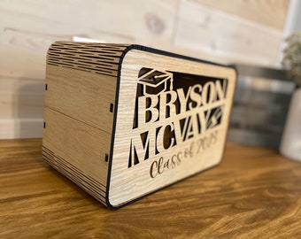 Custom Graduation Wood Card Box with Graduation Cap, Grad Party Decorations, High School College Graduation Decor, Class of