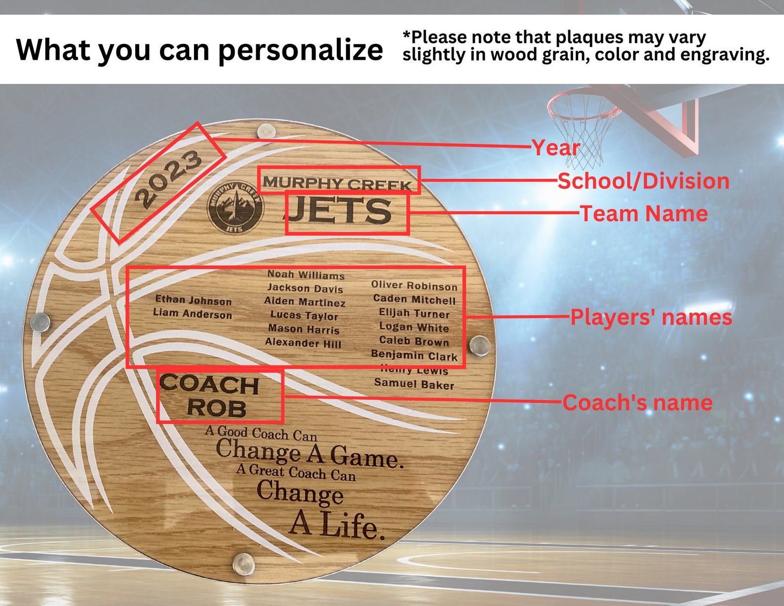 Personalized Wood Acrylic Basketball Coach Gift Plaque With Coach and ...