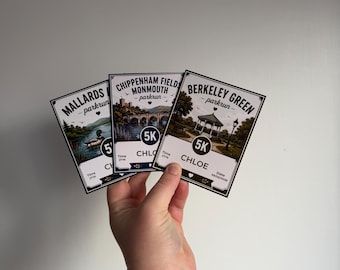 Imán personalizado de Parkrun / Regalo personalizado para quienes terminen la carrera / Recuerdo de running / Exhibición de tiempo y dorsal de maratón / Regalo para corredores