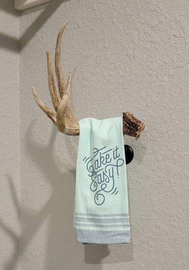 Whitetail Deer Antler towel rack . Custom Unique Gorgeous TAXIDERMY home decoration decor wall hanging