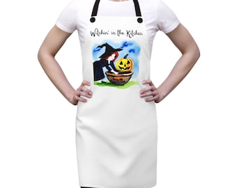 Witchin' in the Kitchen Halloween Apron: Stirring Up Magic with a Jack-O'-Lantern Twist!