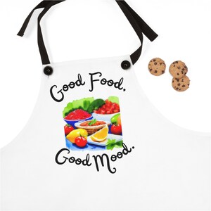 Watercolor-Inspired Apron: Good Food, Good Mood image 3