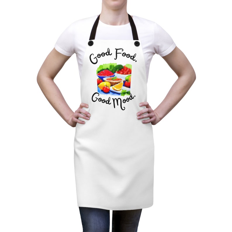 Watercolor-Inspired Apron: Good Food, Good Mood image 1