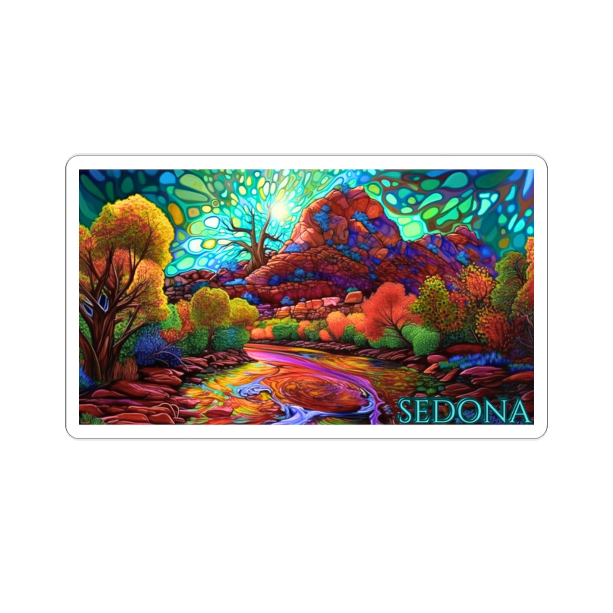 Red Rock Secret Mountain Wilderness Sticker, Sedona Vortex, Stained Glass Desert adventure sticker, Cathedral Rock Sticker, Coconino