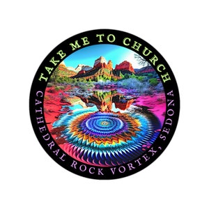 Hiking Sticker, Sedona Sticker, National Park Sticker, Cathedral Rock Vortex Psychedelic Sticker