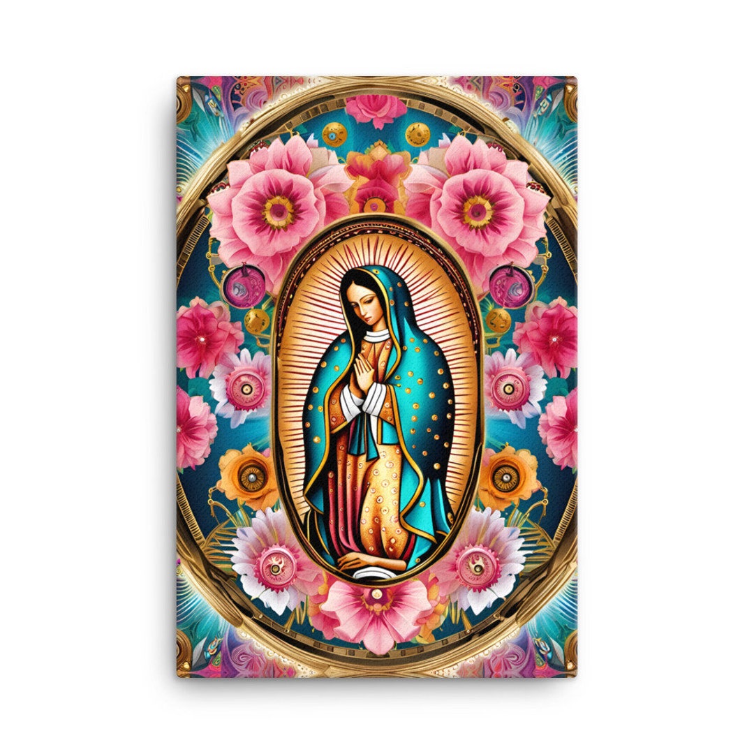 Sacred Virgin of Guadalupe Canvas 24x36 Print La Virgen De Guadalupe