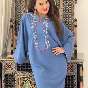 Moroccan Abaya Gandoura Caftan Dress Super Fabric - One Size
