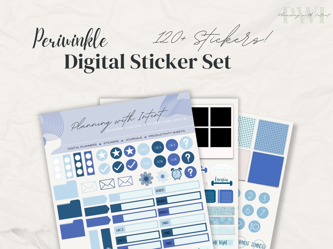 Blue Digital Stickers for Goodnotes Planner, Notability Journal, iPad ...