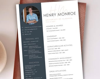 Fraternity Resume Template with Photo; Social Resume Template and Cover Letter; Modern Fraternity Resume Template Canva; Editable Rush Kit