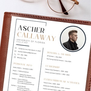 Fraternity Resume Template with Photo; Social Resume Template and Cover Letter; Modern Fraternity Resume Template Canva; Editable Rush Kit