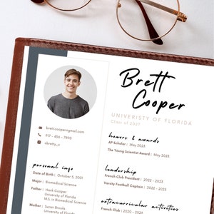 Fraternity Resume Template with Photo; Rush Resume Template and Cover Letter; Modern Fraternity Social Resume Template Canva