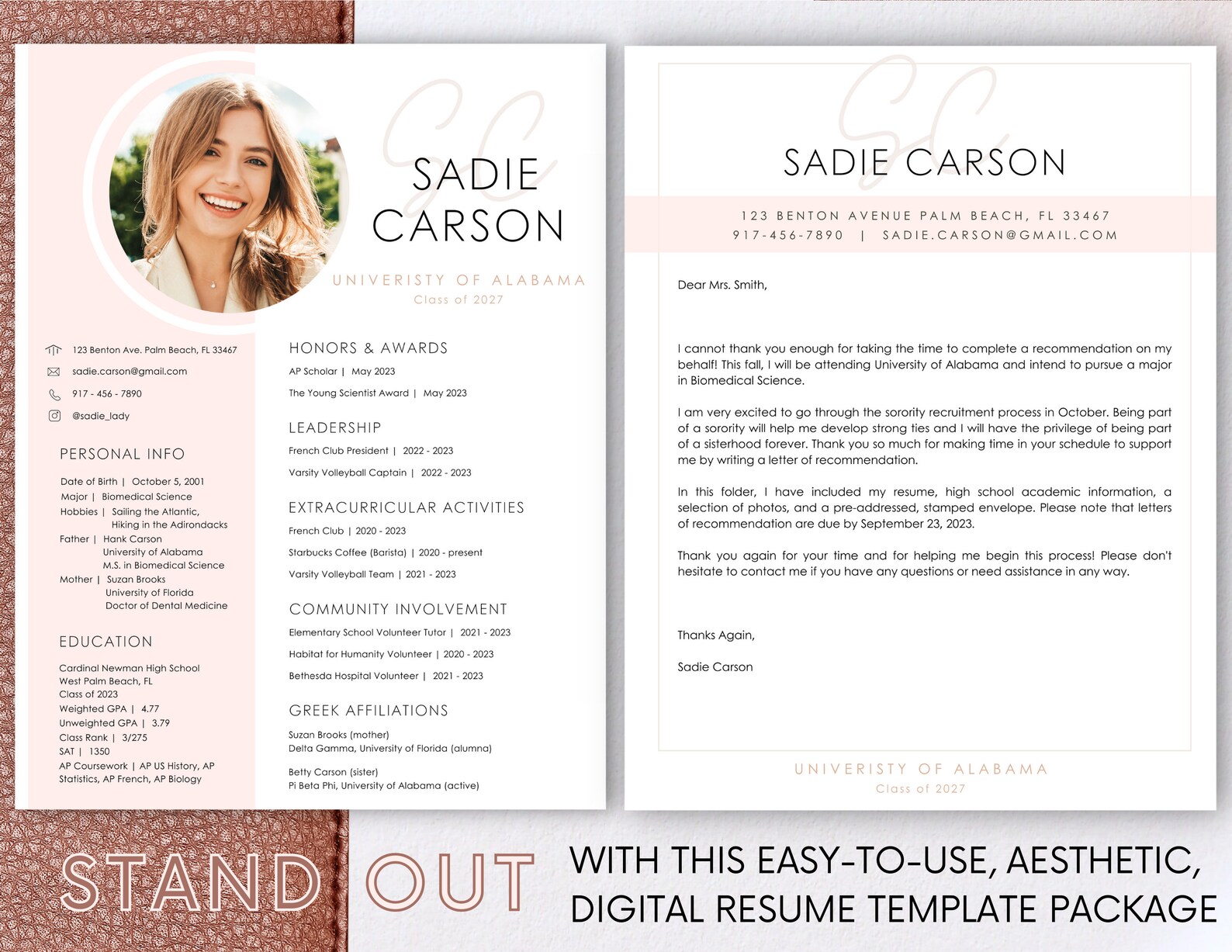 Sorority Resume Template With Photo - Il 1588xN.5114291186 224h 