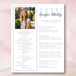 Plantilla editable de currículum para hermandades, diseño de Canva con foto, carta de presentación para reclutamiento de hermandades, kit de solicitud de Clean Greek Life