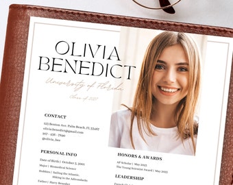 Sorority Resume Template with Photo; Rush Resume Template and Cover Letter; Cute Modern Social Sorority Resume Canva; Editable Rush Kit
