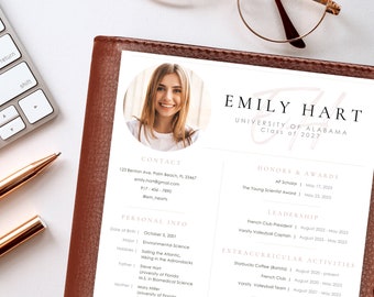 Sorority Resume Template with Photo; Rush Resume Template and Cover Letter; Cute Modern Pink Social Sorority Resume Canva; Editable Rush Kit