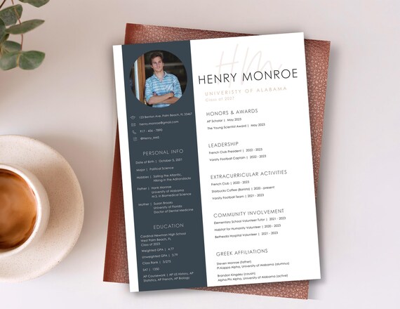 Fraternity Resume Template with Photo; Social Resume Template and Cover Letter; Modern Fraternity Resume Template Canva; Editable Rush Kit