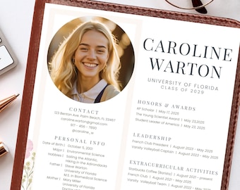 Editable Sorority Resume Template, Pink Canva Design with Photo, Stylish Sorority Recruitment Cover Letter, Cute Greek Life Rush Pack