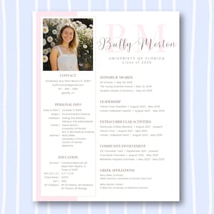 Bearbeitbare niedliche rosa Sorority-Lebenslaufvorlage, Canva-Design mit Foto, stilvoller Sorority-Rekrutierungsanschreiben, griechisches Leben Rush Pack