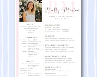 Editable Cute Pink Sorority Resume Template, Canva Design with Photo, Stylish Sorority Recruitment Cover Letter, Greek Life Rush Pack