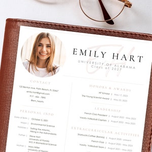 Sorority Resume Template with Photo; Rush Resume Template and Cover Letter; Cute Modern Pink Social Sorority Resume Canva; Editable Rush Kit