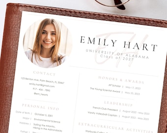 Sorority Resume Template with Photo; Rush Resume Template and Cover Letter; Cute Modern Pink Social Sorority Resume Canva; Editable Rush Kit