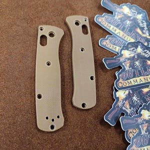 G-10 Scales for Benchmade Mini Bugout Knife - Coyote Tan - 533 - Brass Threaded Inserts - MINI Bugout Scales