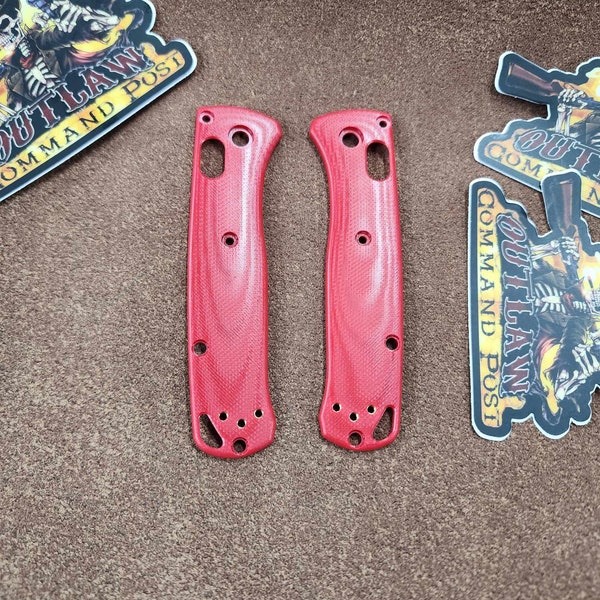 G-10 Scales for Benchmade Mini Bugout Knife - Red - Contoured