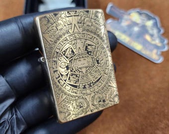 Aztec Laser Engraved Brass Lighter! Made in the USA! Double sided!