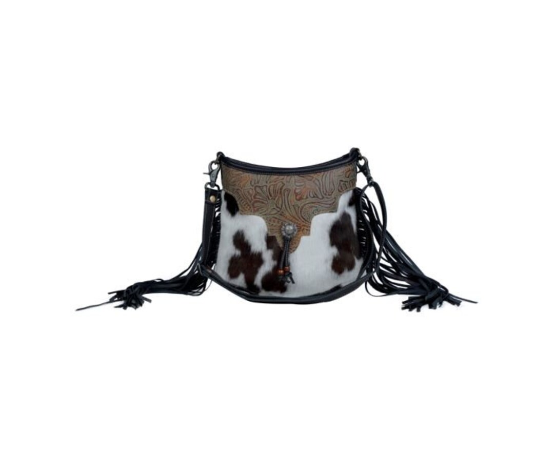 Southwest Fringed Leather Shoulder Bagleather & Hairon Crossbody Bag