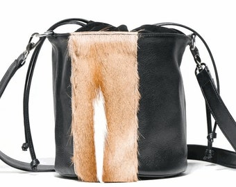 Exotic Leather Bucket Shoulder Crossbody Bag-Exotic Leather Bags