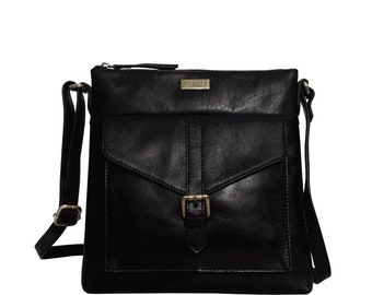 Hoxton Black Vintage Leather Crossbody Sling Bag - Classic Style for Modern Wanderers