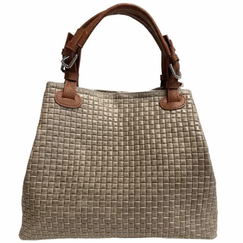 Handcrafted Italian Leather Shoulder Bagmodarno Handwoven Leather
