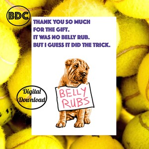 Printable Dog Thank You Card, Printable Birthday Card Funny, Digital Card from Dog, 5x7 Greeting Card, Printable Envelope