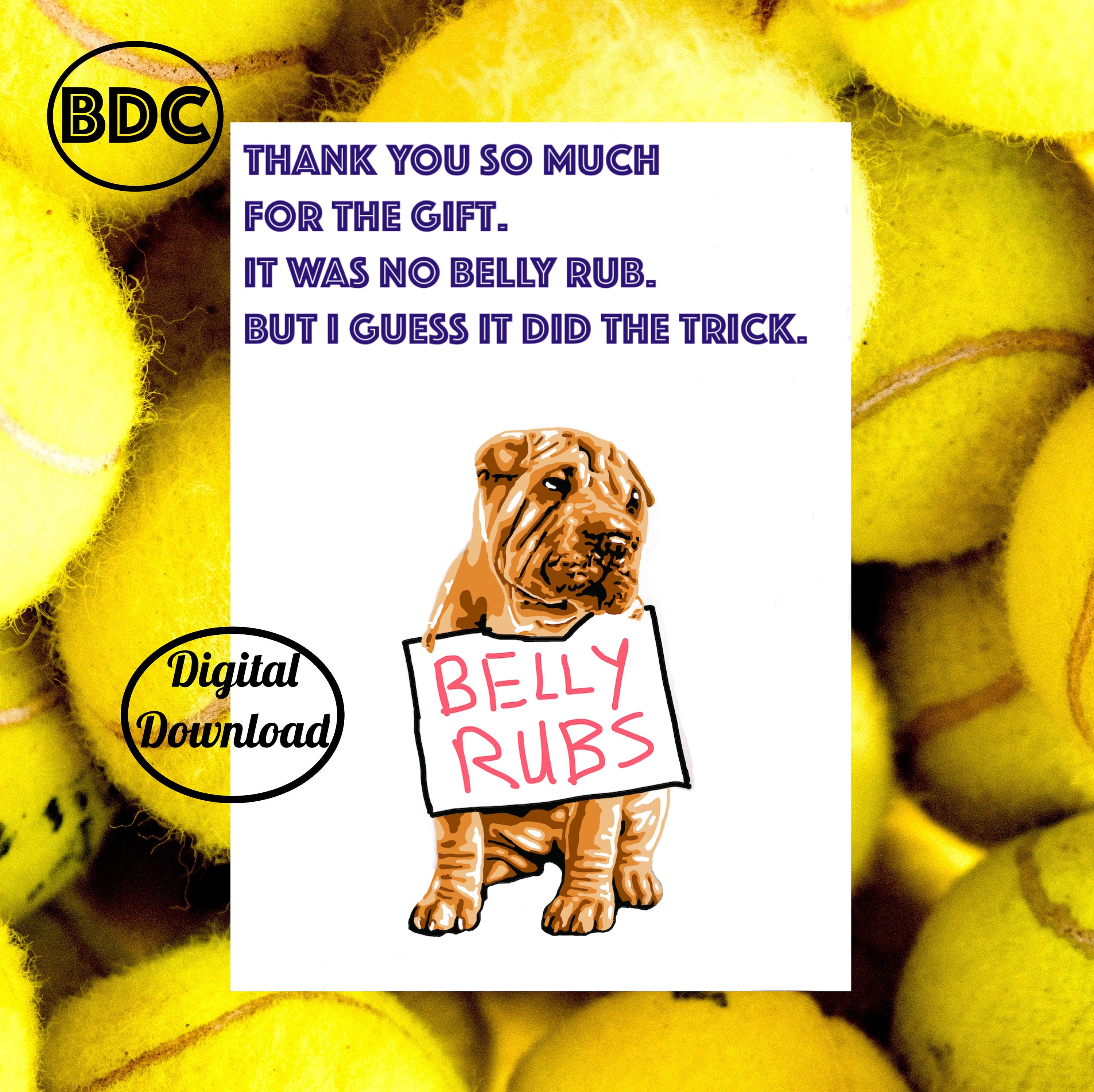 Printable Dog Thank You Card, Printable Birthday Card Funny, Digital ...