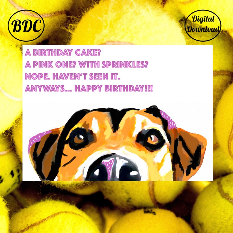 Printable Dog Birthday Card, Printable Birthday Card Funny, Digital ...