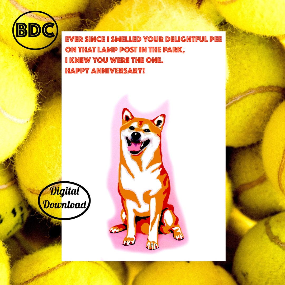 Printable Dog Anniversary Card, Printable Birthday Card Funny, Digital ...