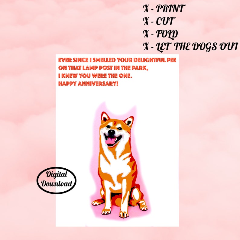 Printable Dog Anniversary Card, Printable Birthday Card Funny, Digital ...