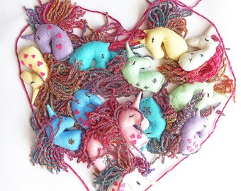 Tiny Felt Unicorn Plush - Handmade Mini Unicorn Toy - Pastel Unicorn Mascot - Cute Gift for Girls - Kawaii Soft Toy