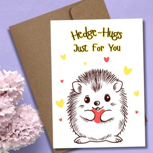 Niedliche Igel Ermutigungskarte, Hedge-Hug Pun Freundschaftskarte, Kawaii Tier Aufmunterungsnotiz, Kawaii Tier Briefpapier, Geschenk für Tierliebhaber