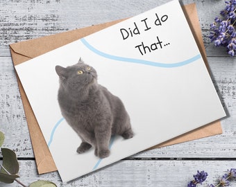 Sweet Cat Pun Apology Card, I'm Sorry Card, Cat Lover Card, Pet Lover Card