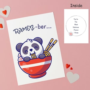 Kawaii Ramen Panda Card, Ramen-ber Food Pun-wenskaart, Fun Ramen Noodle I Love You Jubileumkaart, vriendschapskaart voor Ramen-liefhebber