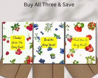 Berry Thank You Cards: Summer Fruit Gratitude, Gardener Gift