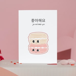 Darling Korean Macaroon Greeting Card - "Joahaeyo - I Like You", Friendship Card, Couples Card, Just for Fun Card, Romantic Card