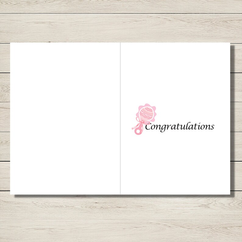 Coquette Baby Girl Card, Pink Bows & Rattles, Newborn Congratulations ...