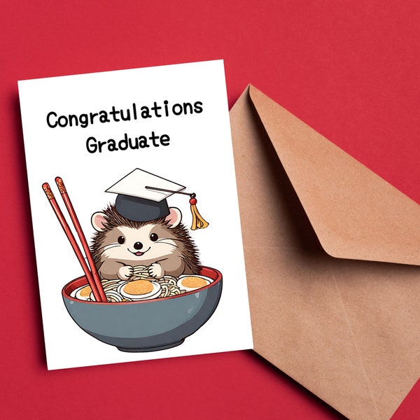 Hedgehog Graduation Card, Ramen Noodle Graduation Card, High School Graduation Card, College Graduation Card, Middle School Graduation Card