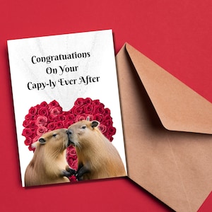 Capybara Hochzeitskarte, Capybara Jubiläumskarte, Glückwunschkarte, Capybara Liebeskarte, Karte für Paare, Verlobungskarte