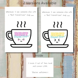 Lustige Freundschaftskarte, sarkastische BFF Grußkarte für Kaffeeliebhaber, Kawaii Karte für den besten Freund, humorvolles Denken an Sie Karte für Bestie