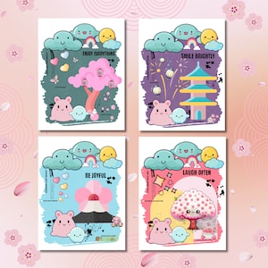 Süße Kawaii Karte im Japanischen Stil, Asiatisch Stil Blanko Karte, Freundschaft Positivität Ermutigung Karten, Japanisches Briefpapier Geschenk